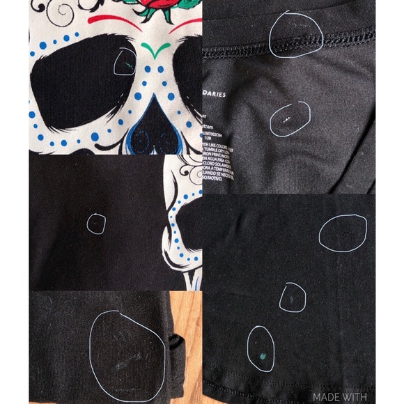 Sugar Skull Rose Tee Shirt Small Black Women’s Juniors - Picture 10 of 15